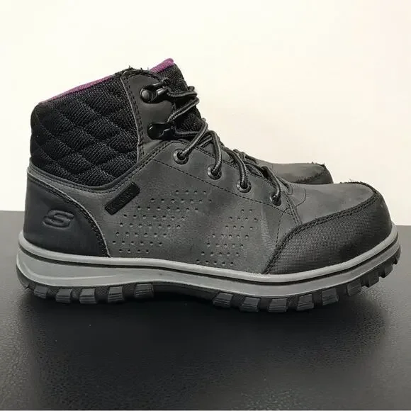 Skechers Womens McColl Composite Toe Waterproof Work Boots Gray Black Purple 8 - Picture 1 of 16
